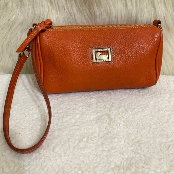 DOONEY & BOURKE Vintage Y2K Orange Pebbled Leather Mini Barrel Bag - Picture 14 of 16